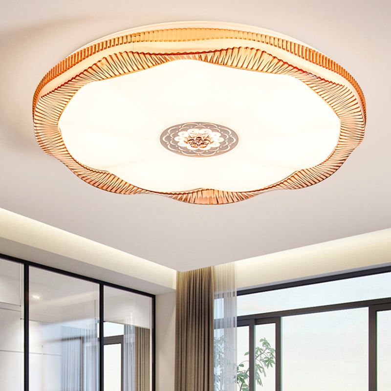 Blooming Flush Mount Light Modern Acrylic Shade White/Blue/Gold Ceiling Flush Mount for Bedroom in Warm/White, 16"/19.5" Wide Gold Clearhalo 'Ceiling Lights' 'Close To Ceiling Lights' 'Close to ceiling' 'Flush mount' Lighting' 149525