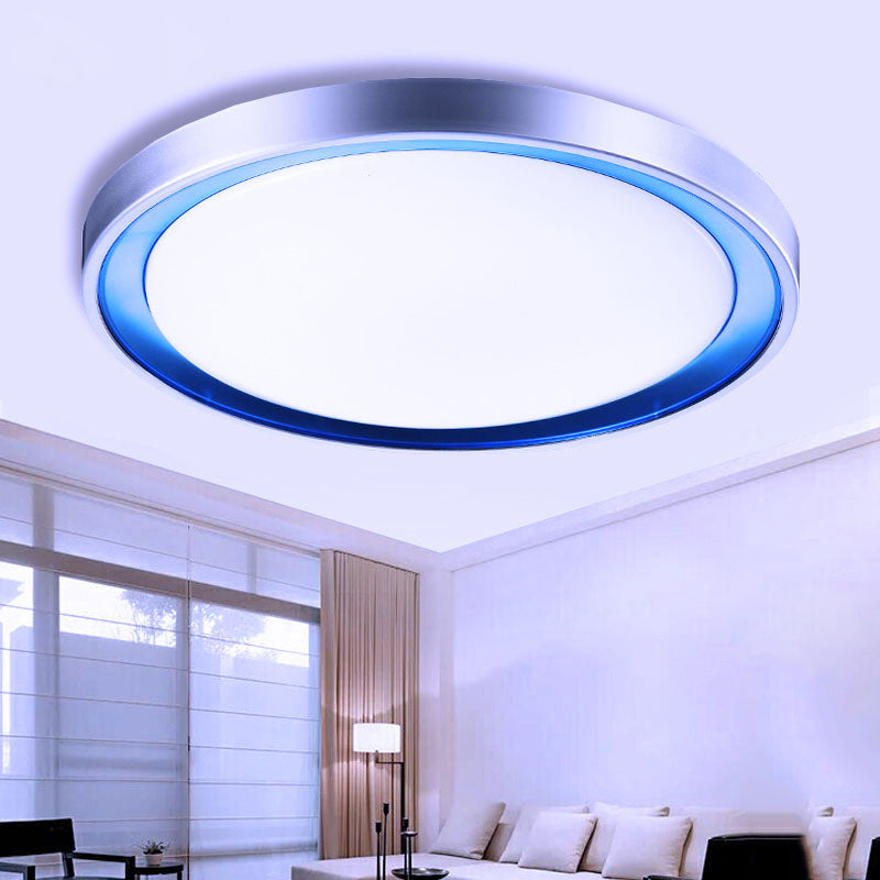 14"/16"/20" W Circular Metal Flush Light Contemporary Orange/Blue/Purple LED Ceiling Fixture with Acrylic Diffuser in Warm/White Clearhalo 'Ceiling Lights' 'Close To Ceiling Lights' 'Close to ceiling' 'Flush mount' Lighting' 149531