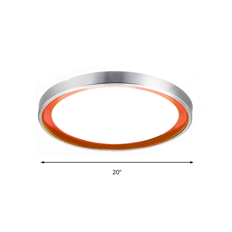 14"/16"/20" W Circular Metal Flush Light Contemporary Orange/Blue/Purple LED Ceiling Fixture with Acrylic Diffuser in Warm/White Clearhalo 'Ceiling Lights' 'Close To Ceiling Lights' 'Close to ceiling' 'Flush mount' Lighting' 149538