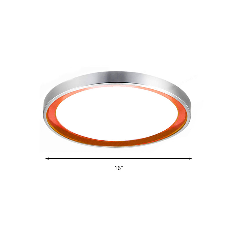 14"/16"/20" W Circular Metal Flush Light Contemporary Orange/Blue/Purple LED Ceiling Fixture with Acrylic Diffuser in Warm/White Clearhalo 'Ceiling Lights' 'Close To Ceiling Lights' 'Close to ceiling' 'Flush mount' Lighting' 149539