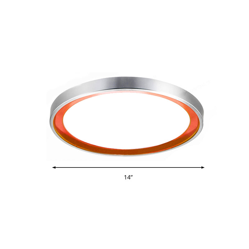 14"/16"/20" W Circular Metal Flush Light Contemporary Orange/Blue/Purple LED Ceiling Fixture with Acrylic Diffuser in Warm/White Clearhalo 'Ceiling Lights' 'Close To Ceiling Lights' 'Close to ceiling' 'Flush mount' Lighting' 149540