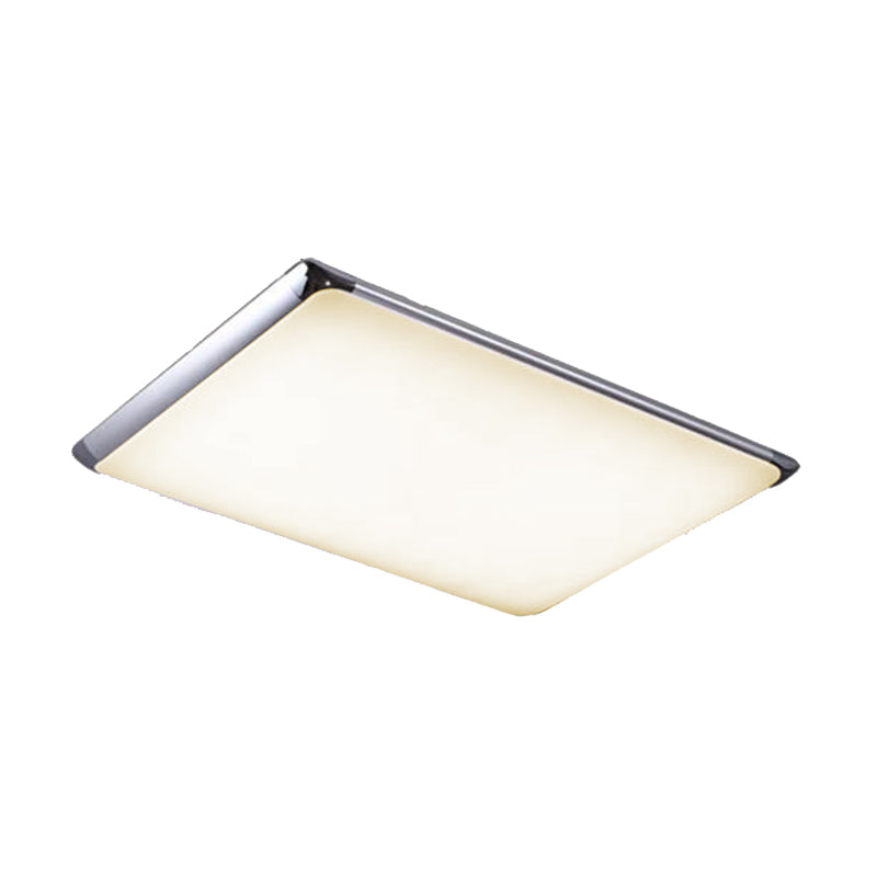 Silver Rectangular Flush Light with Acrylic Shade Modern Integrated LED Ceiling Flush for Living Room in Warm/White, 25.5"/36" Wide Clearhalo 'Ceiling Lights' 'Close To Ceiling Lights' 'Close to ceiling' 'Flush mount' Lighting' 149650