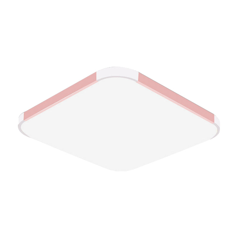 Geometric Flush Mount Lamp Macaron Acrylic Pink/Yellow/Blue LED Flush Mount Lamp, 12"/15"/17" Wide in White/Warm Clearhalo 'Ceiling Lights' 'Close To Ceiling Lights' 'Close to ceiling' 'Flush mount' Lighting' 149697