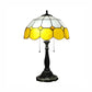 Traditional Dome Table Light with Grid Design Stained Glass 2 Lights Table Lighting in Blue/Yellow Clearhalo 'Lamps' 'Table Lamps' Lighting' 14978