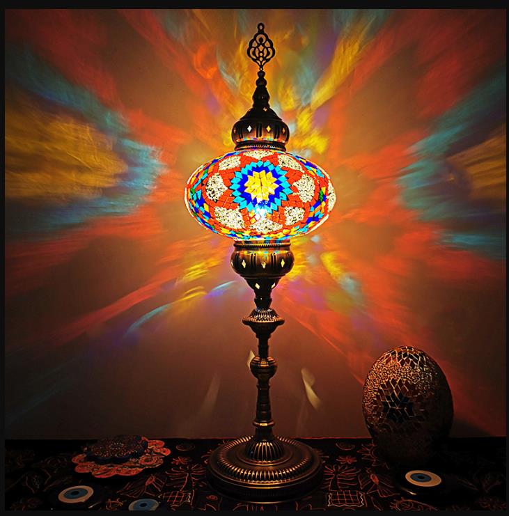 Elliptical Bedside Floor Lamp Traditional Stained Glass 1 Head White/Beige/Red Standing Light Light Blue Clearhalo 'Floor Lamps' 'Lamps' Lighting' 1497872