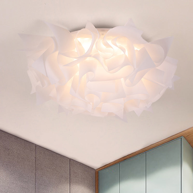 Twist Acrylic Shade Flush Mount Light Nordic White/Brown LED Ceiling Mount Light for Bedroom in Third Gear White Clearhalo 'Ceiling Lights' 'Close To Ceiling Lights' 'Close to ceiling' 'Flush mount' Lighting' 149892