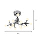 Branch Ceiling Mount Chandelier Nordic Metal 15 Bare Bulbs Silver Semi Flush Mount Light for Living Room Clearhalo 'Ceiling Lights' 'Close To Ceiling Lights' 'Close to ceiling' 'Glass shade' 'Glass' 'Pendant Lights' 'Semi-flushmount' Lighting' 149906