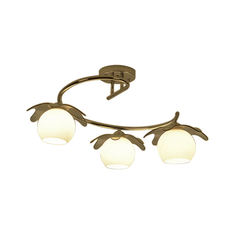 Globe Glass Shade Semi Flush Ceiling Light Modern Chrome Bedroom LED Ceiling Mounted Light Clearhalo 'Ceiling Lights' 'Close To Ceiling Lights' 'Close to ceiling' 'Glass shade' 'Glass' 'Pendant Lights' 'Semi-flushmount' Lighting' 149910