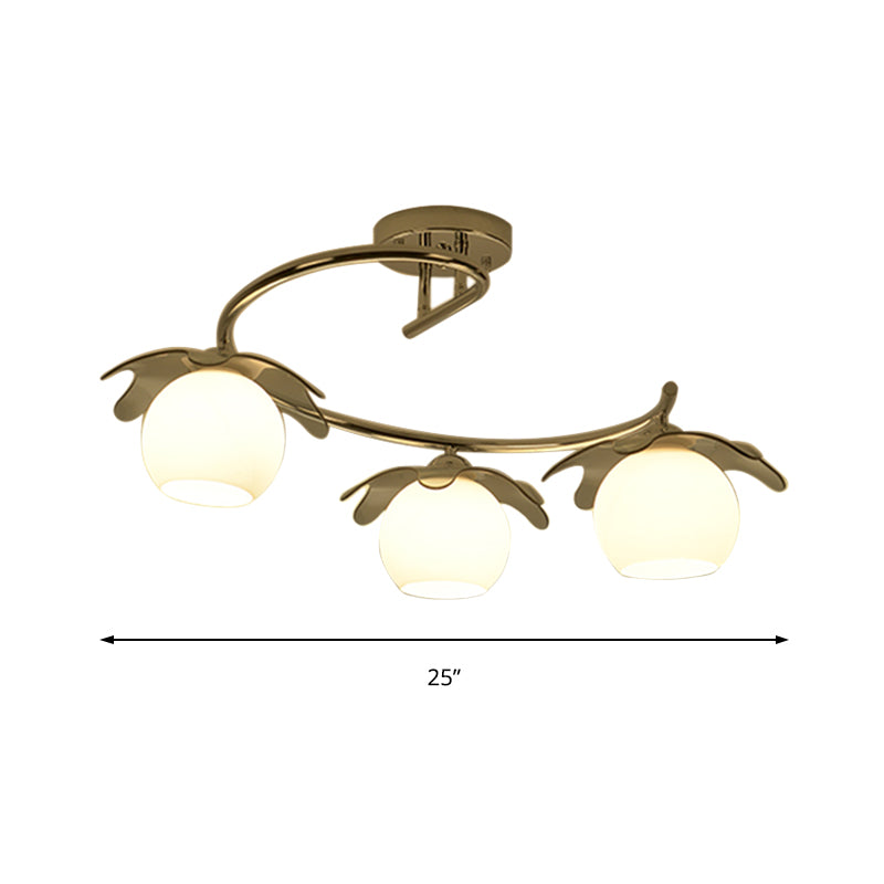 Globe Glass Shade Semi Flush Ceiling Light Modern Chrome Bedroom LED Ceiling Mounted Light Clearhalo 'Ceiling Lights' 'Close To Ceiling Lights' 'Close to ceiling' 'Glass shade' 'Glass' 'Pendant Lights' 'Semi-flushmount' Lighting' 149911