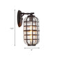 Caged Seedy Glass Wall Mounted Lamp Industrial Single Bulb Outdoor Sconce Light in Black/Bronze, 5.5"/6"/8" Wide Clearhalo 'Art deco wall lights' 'Cast Iron' 'Glass' 'Industrial wall lights' 'Industrial' 'Middle century wall lights' 'Modern' 'Rustic wall lights' 'Tiffany' 'Traditional wall lights' 'Wall Lamps & Sconces' 'Wall Lights' Lighting' 149932