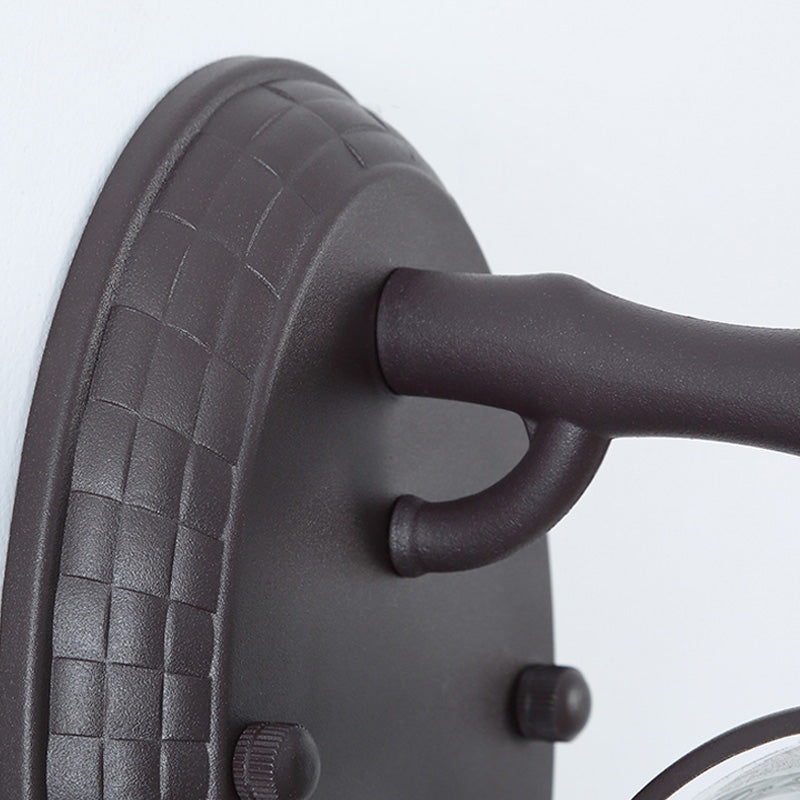 Caged Seedy Glass Wall Mounted Lamp Industrial Single Bulb Outdoor Sconce Light in Black/Bronze, 5.5"/6"/8" Wide Clearhalo 'Art deco wall lights' 'Cast Iron' 'Glass' 'Industrial wall lights' 'Industrial' 'Middle century wall lights' 'Modern' 'Rustic wall lights' 'Tiffany' 'Traditional wall lights' 'Wall Lamps & Sconces' 'Wall Lights' Lighting' 149936