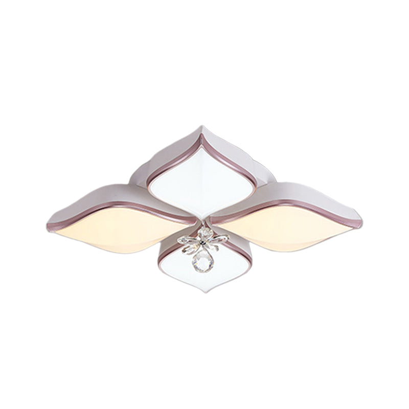 Contemporary Flower Ceiling Mounted Fixture Acrylic 4/5/6 Heads White Flush Ceiling Light with Crystal Drop for Living Room in Warm Clearhalo 'Ceiling Lights' 'Close To Ceiling Lights' 'Close to ceiling' 'Flush mount' Lighting' 149955