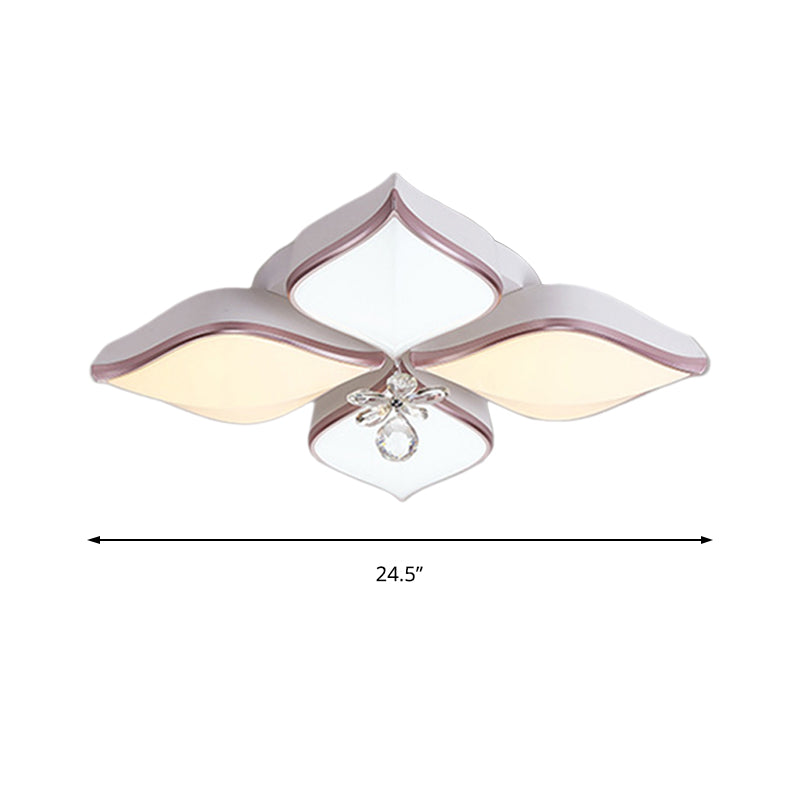 Contemporary Flower Ceiling Mounted Fixture Acrylic 4/5/6 Heads White Flush Ceiling Light with Crystal Drop for Living Room in Warm Clearhalo 'Ceiling Lights' 'Close To Ceiling Lights' 'Close to ceiling' 'Flush mount' Lighting' 149956
