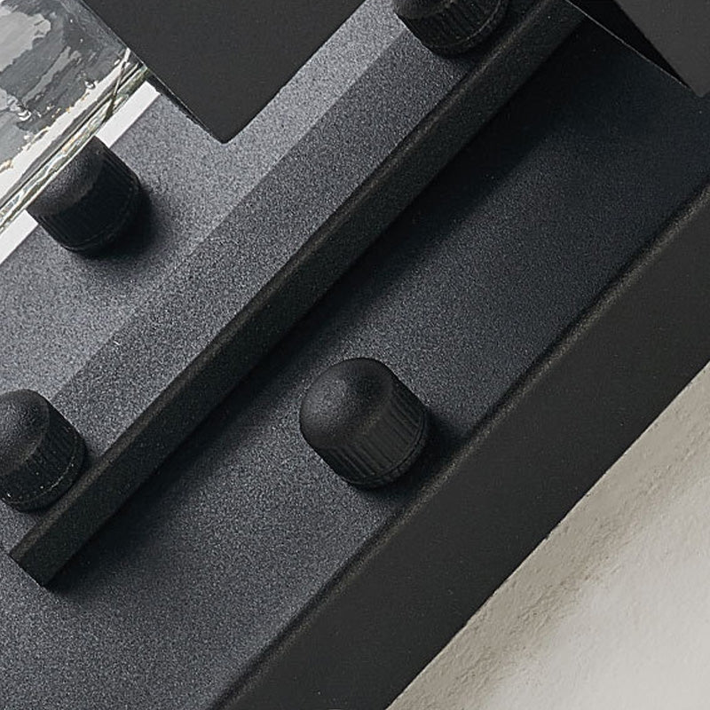 Clear Glass Black Sconce Light Square/Rectangle 1-Light Coastal Wall Lamp Fixture with Iron Cage Clearhalo 'Art deco wall lights' 'Cast Iron' 'Glass' 'Industrial wall lights' 'Industrial' 'Middle century wall lights' 'Modern' 'Rustic wall lights' 'Tiffany' 'Traditional wall lights' 'Wall Lamps & Sconces' 'Wall Lights' Lighting' 149975