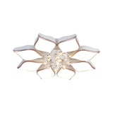 White Blooming Flush Mount Ceiling Modern Acrylic 8/10 Heads Living Room Ceiling Flush Mount with Crystal Drop in Warm Clearhalo 'Ceiling Lights' 'Close To Ceiling Lights' 'Close to ceiling' 'Flush mount' Lighting' 149978