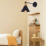 Black 1 Light Wall Sconce Lighting Industrial Metal Cone Light Fixture for Bedroom Black 2.0 Clearhalo 'Art deco wall lights' 'Cast Iron' 'Glass' 'Industrial wall lights' 'Industrial' 'Middle century wall lights' 'Modern' 'Rustic wall lights' 'Tiffany' 'Traditional wall lights' 'Wall Lamps & Sconces' 'Wall Lights' Lighting' 149990
