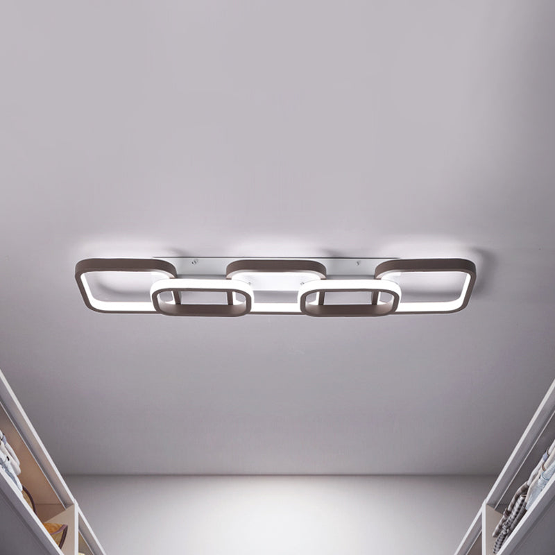 2/3/4 Heads Simple Square Flush Mount Ceiling Lamp Brown Hallway Ceiling Flush Mount in Warm/White 3 Brown White Clearhalo 'Ceiling Lights' 'Close To Ceiling Lights' 'Close to ceiling' 'Flush mount' Lighting' 150035