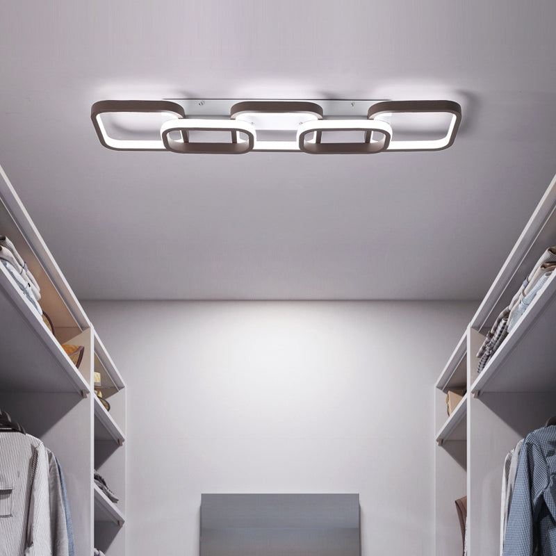 2/3/4 Heads Simple Square Flush Mount Ceiling Lamp Brown Hallway Ceiling Flush Mount in Warm/White Clearhalo 'Ceiling Lights' 'Close To Ceiling Lights' 'Close to ceiling' 'Flush mount' Lighting' 150036