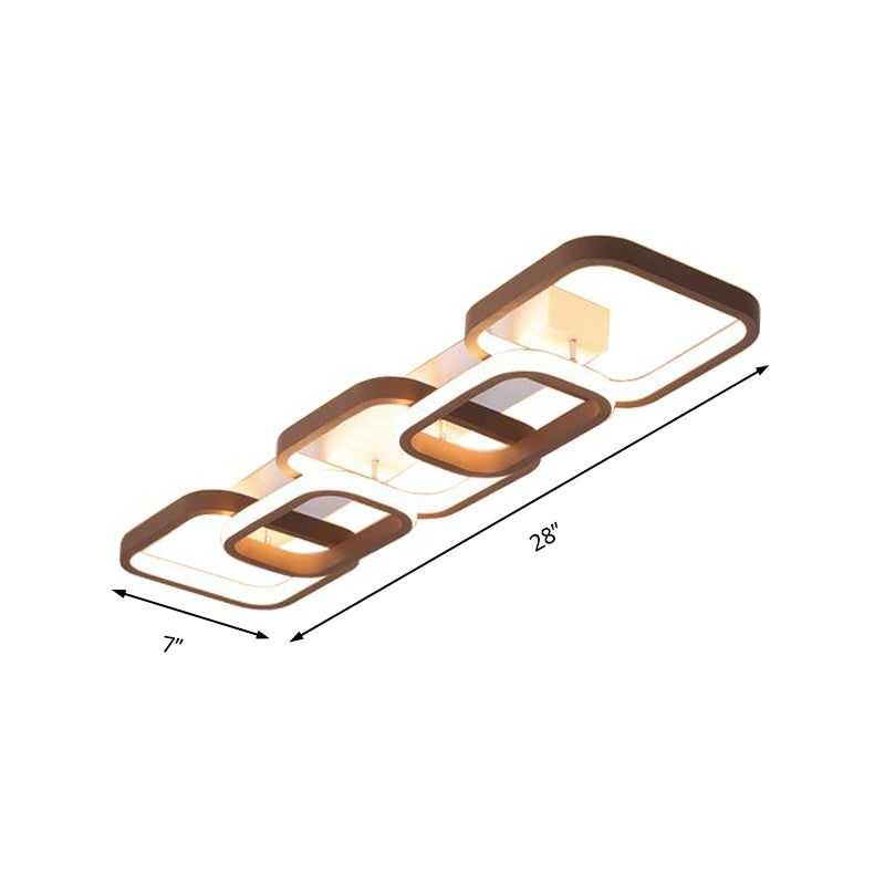 2/3/4 Heads Simple Square Flush Mount Ceiling Lamp Brown Hallway Ceiling Flush Mount in Warm/White Clearhalo 'Ceiling Lights' 'Close To Ceiling Lights' 'Close to ceiling' 'Flush mount' Lighting' 150038
