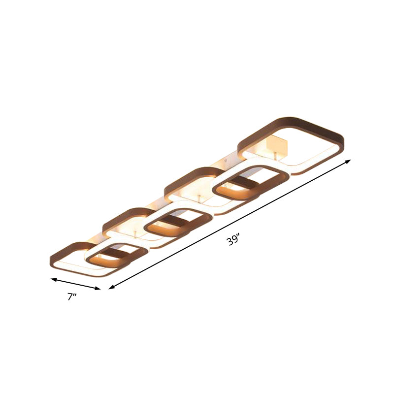 2/3/4 Heads Simple Square Flush Mount Ceiling Lamp Brown Hallway Ceiling Flush Mount in Warm/White Clearhalo 'Ceiling Lights' 'Close To Ceiling Lights' 'Close to ceiling' 'Flush mount' Lighting' 150042