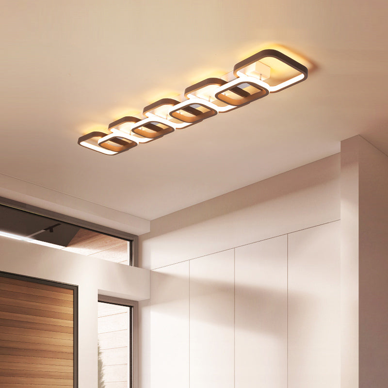 2/3/4 Heads Simple Square Flush Mount Ceiling Lamp Brown Hallway Ceiling Flush Mount in Warm/White Clearhalo 'Ceiling Lights' 'Close To Ceiling Lights' 'Close to ceiling' 'Flush mount' Lighting' 150044