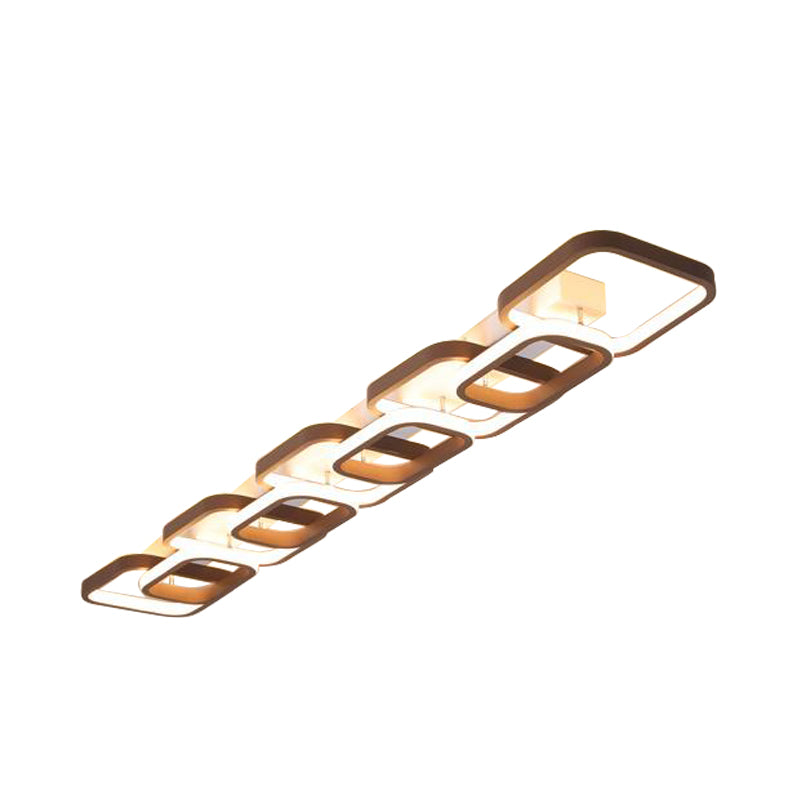 2/3/4 Heads Simple Square Flush Mount Ceiling Lamp Brown Hallway Ceiling Flush Mount in Warm/White Clearhalo 'Ceiling Lights' 'Close To Ceiling Lights' 'Close to ceiling' 'Flush mount' Lighting' 150045