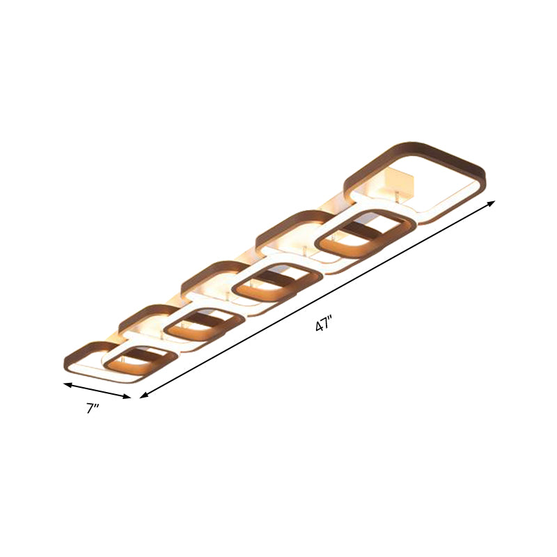 2/3/4 Heads Simple Square Flush Mount Ceiling Lamp Brown Hallway Ceiling Flush Mount in Warm/White Clearhalo 'Ceiling Lights' 'Close To Ceiling Lights' 'Close to ceiling' 'Flush mount' Lighting' 150046