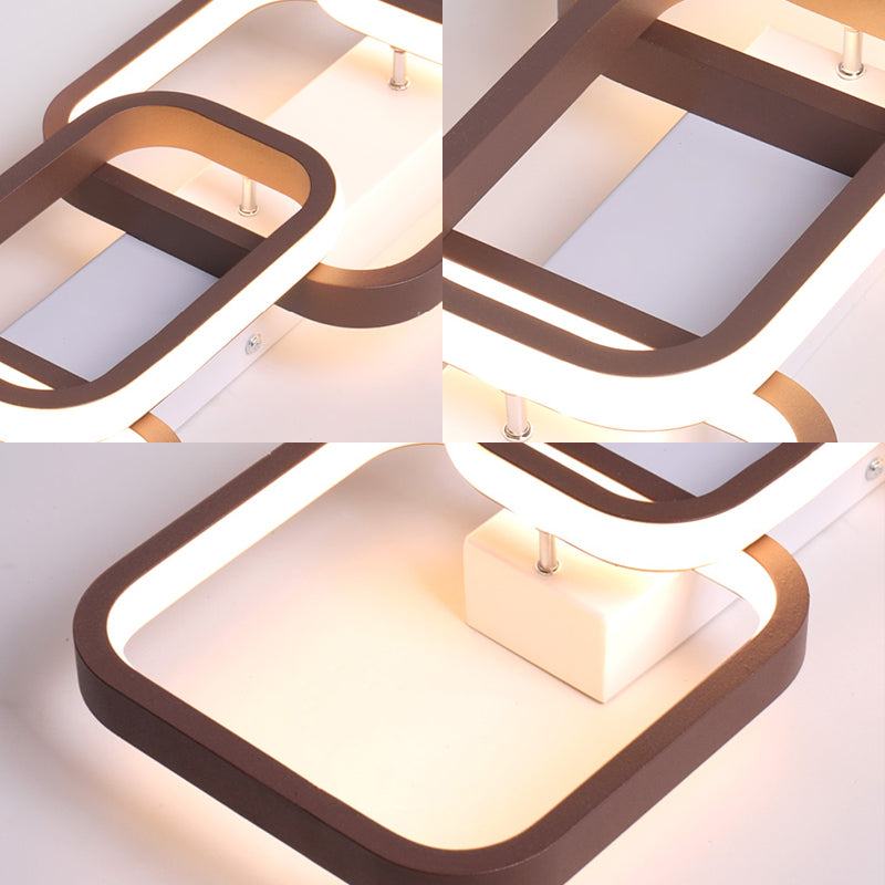 2/3/4 Heads Simple Square Flush Mount Ceiling Lamp Brown Hallway Ceiling Flush Mount in Warm/White Clearhalo 'Ceiling Lights' 'Close To Ceiling Lights' 'Close to ceiling' 'Flush mount' Lighting' 150047