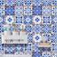 Blue Floral Tile Wallpaper Panels Peel and Stick Boho Chic Living Room Wall Covering Clearhalo 'Wall Decor' 'Wallpaper' 1500927