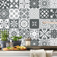 Bohemia Flower Tile Wallpaper Panel Black-White Self Adhesive Wall Art for Kitchen Clearhalo 'Wall Decor' 'Wallpaper' 1500936