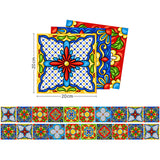 Exotic Tribal Pattern Stick Wallpaper Panel for Kitchen, Red-Yellow-Blue, 8' x 8" Clearhalo 'Wall Decor' 'Wallpaper' 1500969