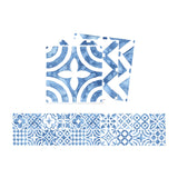 Bohemian Flower Peel Wallpaper Panels Blue Tile Look Wall Art for Living Room (20 Pcs) Clearhalo 'Wall Decor' 'Wallpaper' 1500973