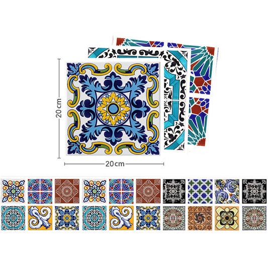 Self-Adhesive Tiles Wallpaper Panels Bohemian PVC Wall Covering for Accent Wall, 8.6-sq ft Clearhalo 'Wall Decor' 'Wallpaper' 1500999