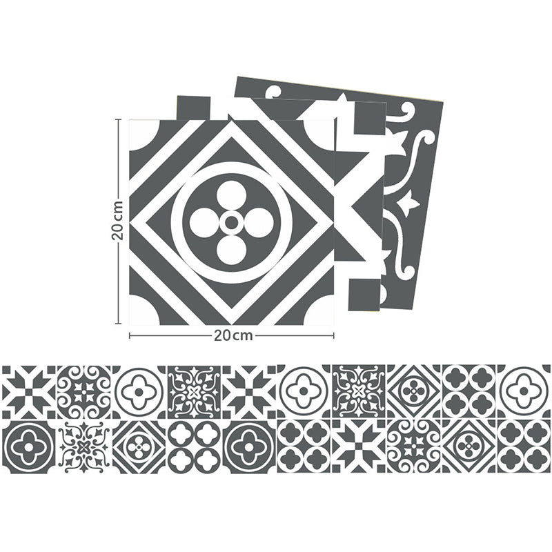 Adhesive Black-White Bohemia Wallpaper Panel 8.6-sq ft Moroccan Tile Wall Art for Home Clearhalo 'Wall Decor' 'Wallpaper' 1501004