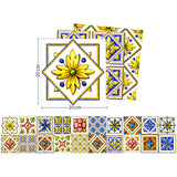 Flowers Tile Stick Wallpaper Panels Bohemia Exotic Seamless Pattern Wall Decor in Yellow-Blue, 8.6-sq ft Clearhalo 'Wall Decor' 'Wallpaper' 1501014