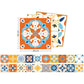 Boho Faux Tile Wallpaper Panel Set Orange-Blue Peel and Stick Wall Art for Bathroom Clearhalo 'Wall Decor' 'Wallpaper' 1501019