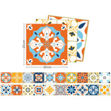 Boho Faux Tile Wallpaper Panel Set Orange-Blue Peel and Stick Wall Art for Bathroom Clearhalo 'Wall Decor' 'Wallpaper' 1501019