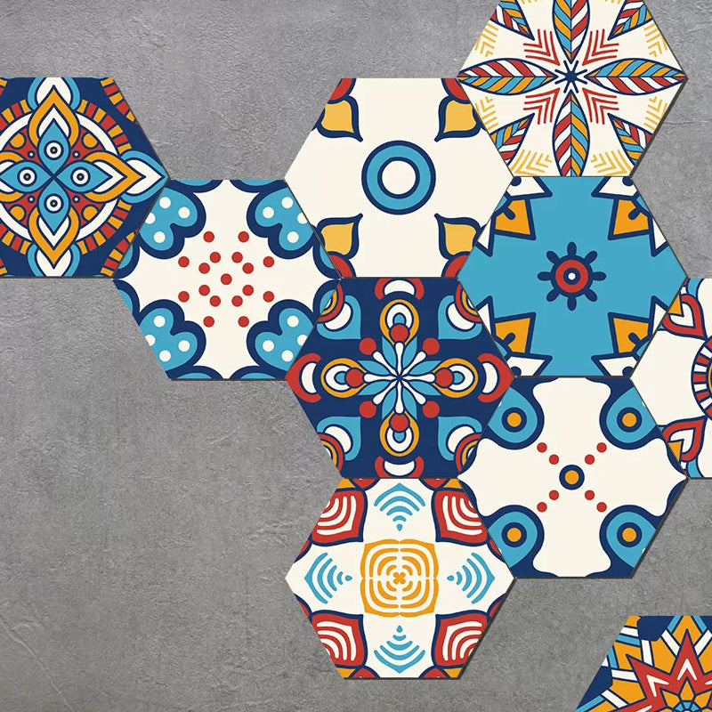 Flower Pattern Wallpaper Panels Red-Yellow-Blue Bohemian Stick On Wall Decor for Balcony Red-Yellow-Blue A Clearhalo 'Wall Decor' 'Wallpaper' 1501042