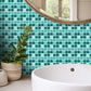 Check Mosaic Tiles Peel Wallpaper Panel PVC Temporary Pastel Color Wall Art for Kitchen Aqua Clearhalo 'Wall Decor' 'Wallpaper' 1501129