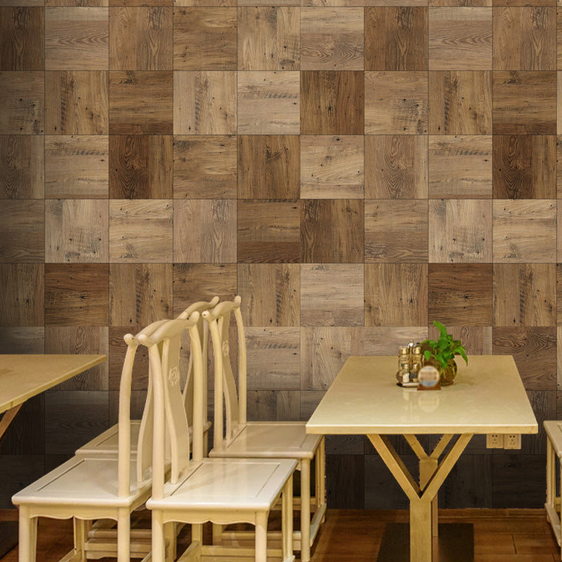 Rural Patchwork Wood Wallpaper Panel Light-Color Peel and Paste Wall Decor for Restaurant Clearhalo 'Country wall decor' 'Rustic' 'Wallpaper' Wall Decor' 1501146