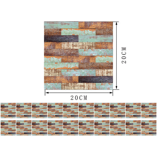 Distressed Shiplap Peel off Wallpaper Panel Orange-Blue Countryside Wall Art for Home Clearhalo 'Country wall decor' 'Rustic' 'Wallpaper' Wall Decor' 1501153