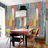 Mediterranean Shiplap Adhesive Wallpaper Panel for Living Room 8.6-sq ft Wall Decor in Red-Yellow-Blue Clearhalo 'Country wall decor' 'Rustic' 'Wallpaper' Wall Decor' 1501161