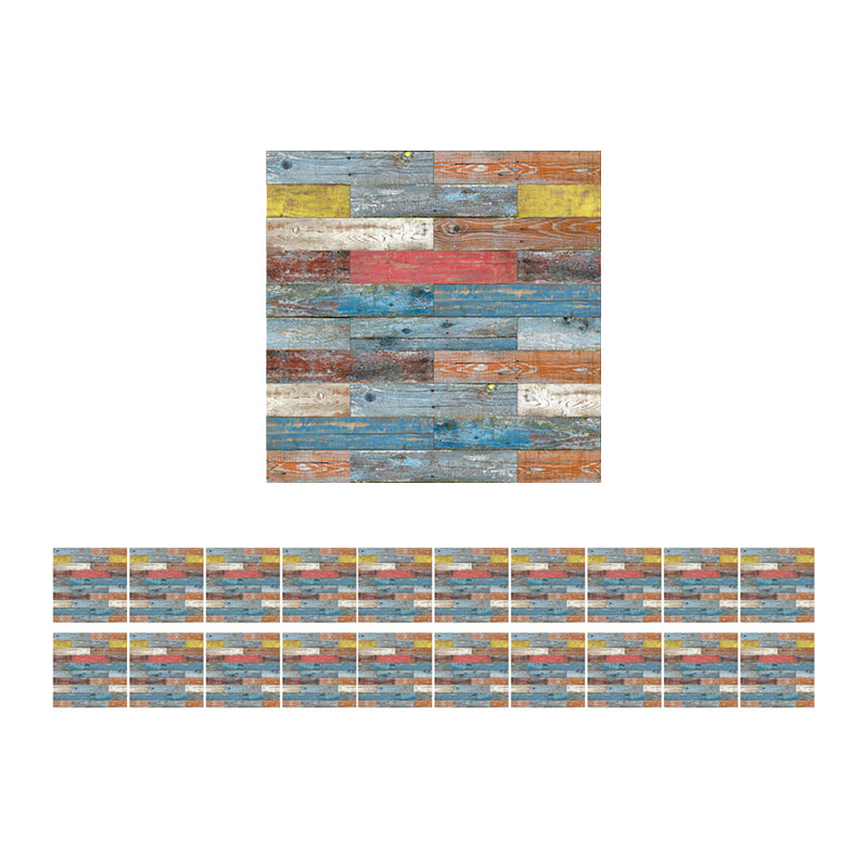 Mediterranean Shiplap Adhesive Wallpaper Panel for Living Room 8.6-sq ft Wall Decor in Red-Yellow-Blue Clearhalo 'Country wall decor' 'Rustic' 'Wallpaper' Wall Decor' 1501162