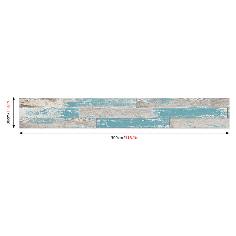Self-Stick Blue Rustic Wallpaper Roll 9.7-sq ft Reclaimed Barn-Wood Wall Covering for Dining Room Clearhalo 'Country wall decor' 'Rustic' 'Wallpaper' Wall Decor' 1501171
