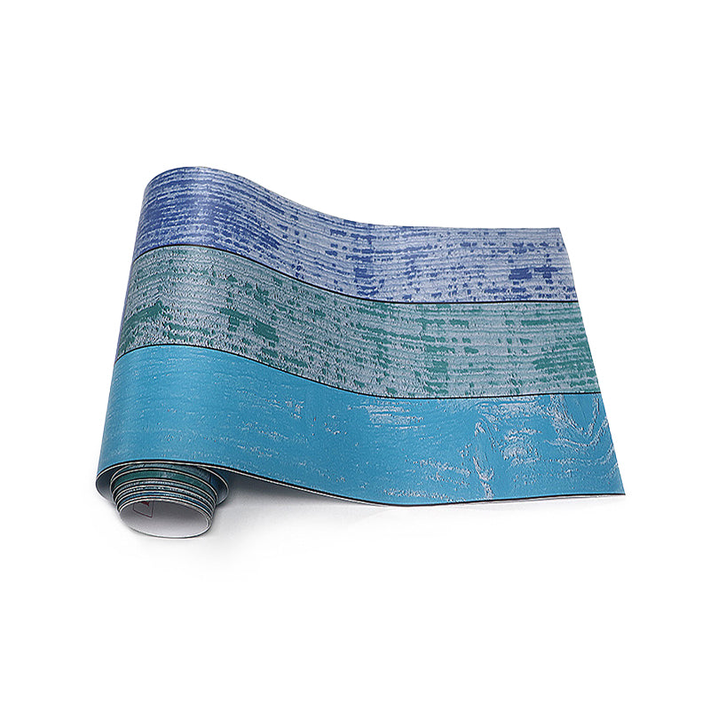 Self-Stick Blue Rustic Wallpaper Roll 9.7-sq ft Reclaimed Barn-Wood Wall Covering for Dining Room Clearhalo 'Country wall decor' 'Rustic' 'Wallpaper' Wall Decor' 1501174