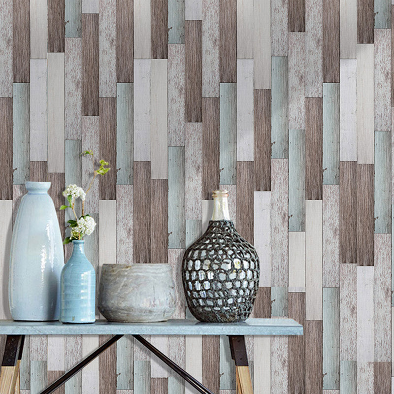 PVC Self Adhesive Wallpaper Countryside Wood Effect Wall Covering for Living Room Grey Clearhalo 'Country wall decor' 'Rustic' 'Wallpaper' Wall Decor' 1501184