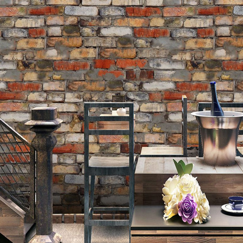 Red Brown Distressed Brick Wallpapers Stick On Rustic Dining Room Wall Decor (20 Pcs) Red Brown Clearhalo 'Country wall decor' 'Rustic' 'Wallpaper' Wall Decor' 1501188