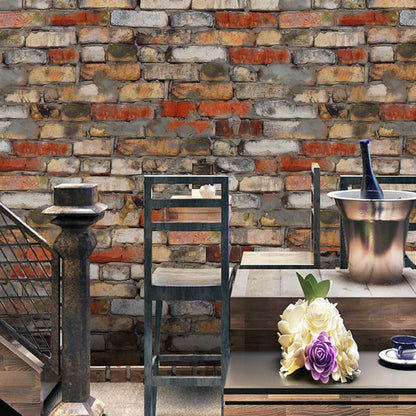 Red Brown Distressed Brick Wallpapers Stick On Rustic Dining Room Wall Decor (20 Pcs) Red Brown Clearhalo 'Country wall decor' 'Rustic' 'Wallpaper' Wall Decor' 1501188