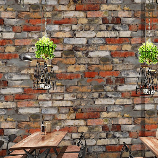 Red Brown Distressed Brick Wallpapers Stick On Rustic Dining Room Wall Decor (20 Pcs) Clearhalo 'Country wall decor' 'Rustic' 'Wallpaper' Wall Decor' 1501189