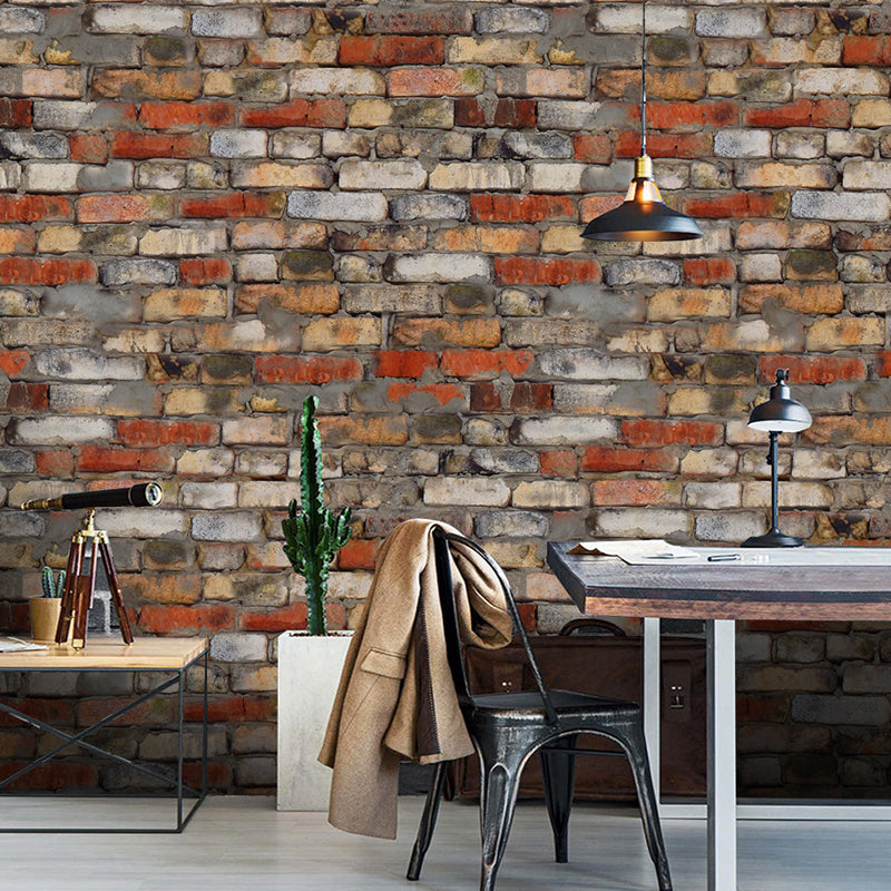 Red Brown Distressed Brick Wallpapers Stick On Rustic Dining Room Wall Decor (20 Pcs) Clearhalo 'Country wall decor' 'Rustic' 'Wallpaper' Wall Decor' 1501190